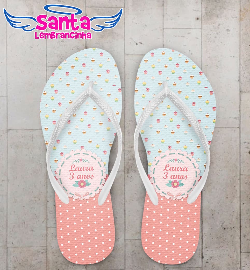 Chinelo Infantil Tema Cup Cakes Personalizado COD 3188