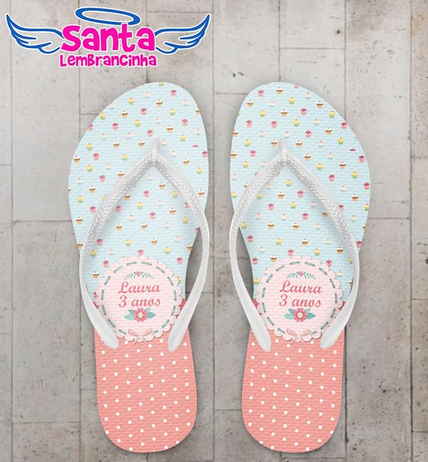 Chinelo Infantil Tema Cup Cakes Personalizado COD 3188