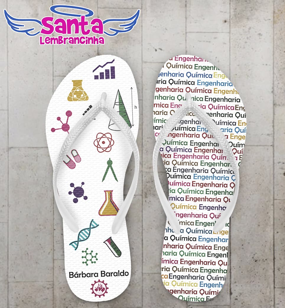 Chinelo Formatura Engenharia Química Rosa Personalizado COD 3053