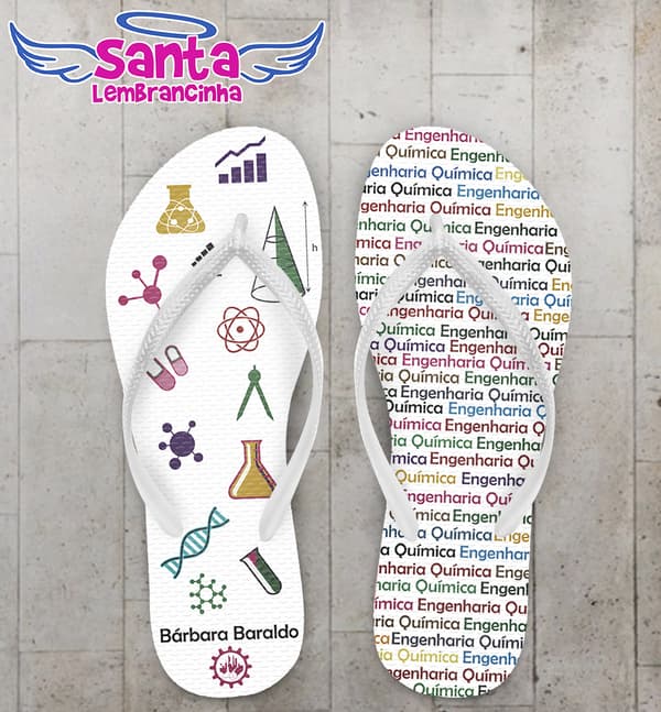 Chinelo Formatura Engenharia Química Rosa Personalizado COD 3053