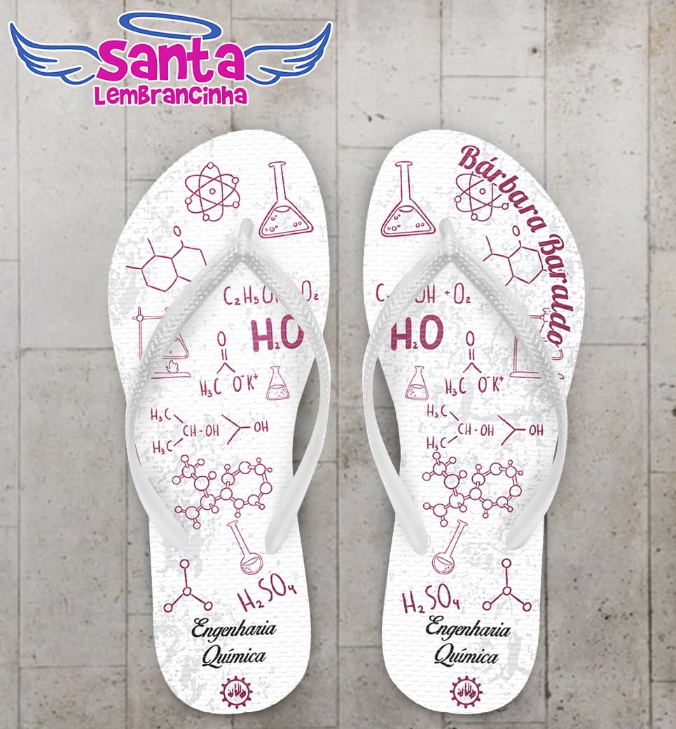 Chinelo Formatura Engenharia Química Rosa Personalizado COD 3055
