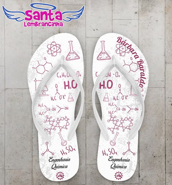 Chinelo Formatura Engenharia Química Rosa Personalizado COD 3055