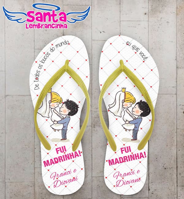 Chinelo Casamento Caricatura Noivos Personalizado COD 3140