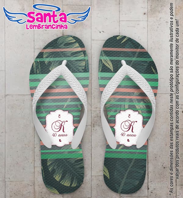 Chinelo Casamento Floral Verde Personalizado COD 3141