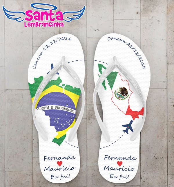 Chinelo Casamento Brasil e México Personalizado COD 3135
