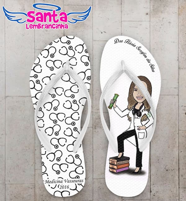 Chinelo Formatura Caricatura Medicina Personalizado COD 3103