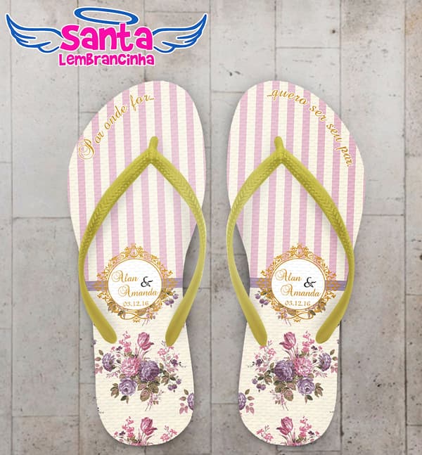 Chinelo Casamento Floral Roxo Personalizado COD 3124