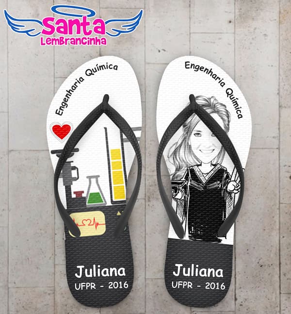 Chinelo Formatura Engenharia Química Caricatura, Personalizado COD 3051