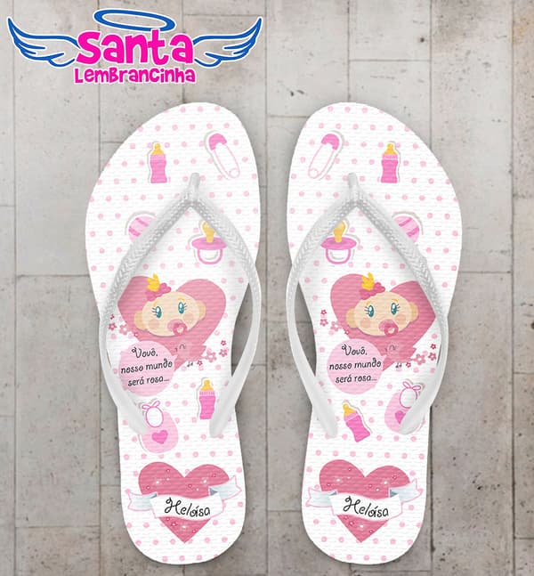 Chinelo Chá de Bebe Rosa Personalizado COD 3294