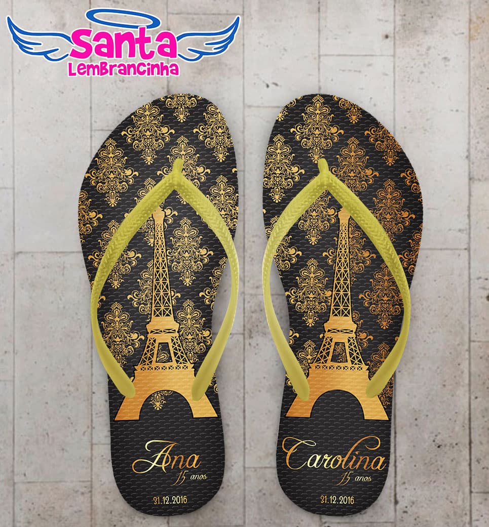 Chinelo 15 Anos Paris, Torre Eiffel Personalizado COD 3145