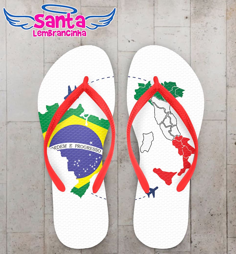 Chinelo Casamento Brasil e Itália Personalizado COD 3122