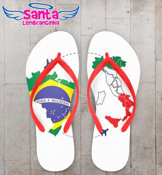 Chinelo Casamento Brasil e Itália Personalizado COD 3122