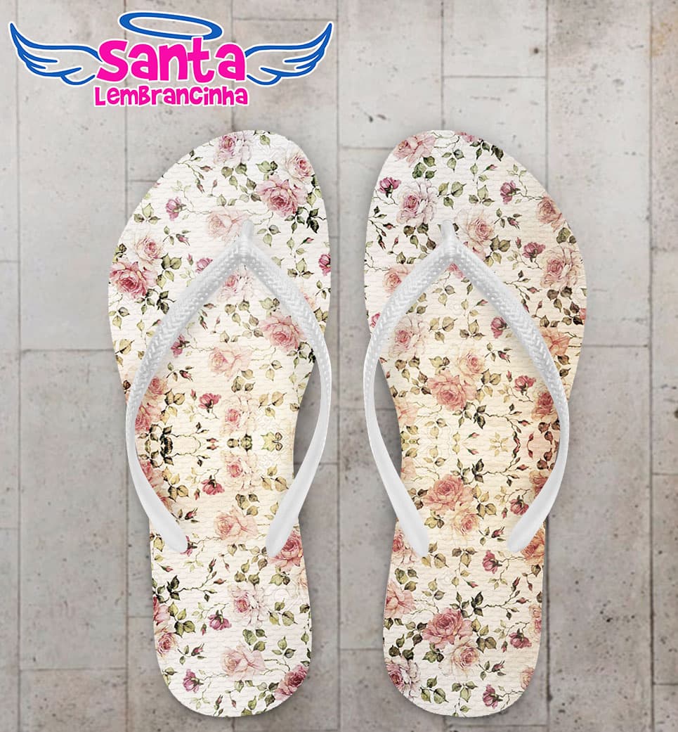 Chinelo Casamento Floral Personalizado COD 3131