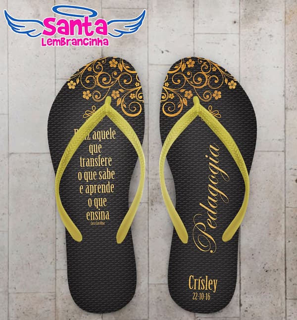 Chinelo Formatura Pedagogia Dourado - Personalizado COD 3079