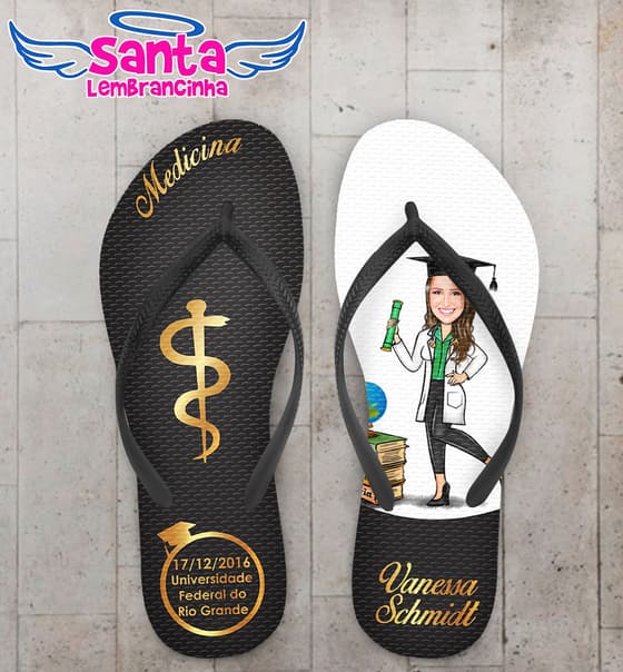 Chinelo Formatura Caricatura Medicina Personalizado COD 3151