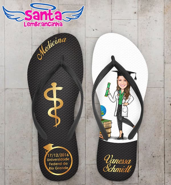 Chinelo Formatura Caricatura Medicina Personalizado COD 3151