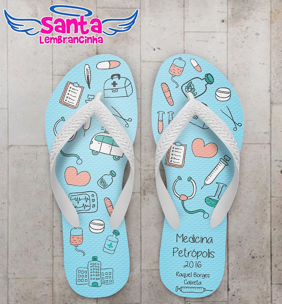 Chinelo Formatura Medicina, Azul - Personalizado COD 3075