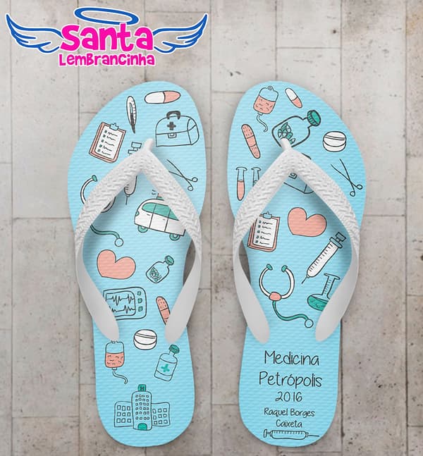 Chinelo Formatura Medicina, Azul - Personalizado COD 3075