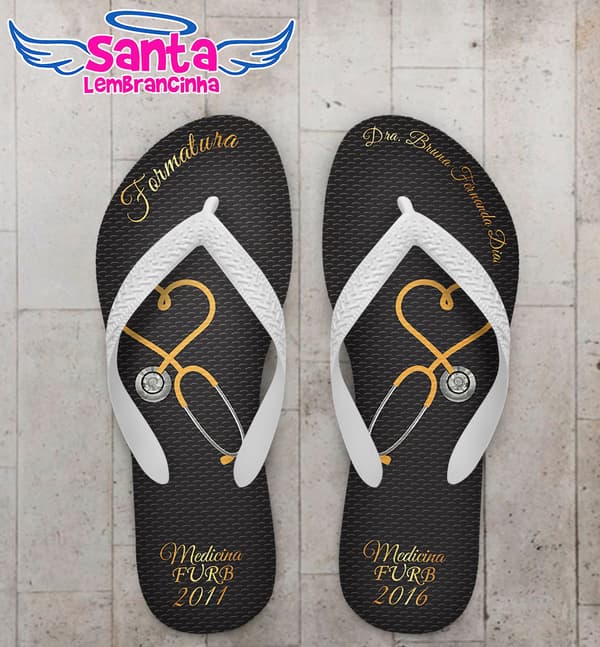 Chinelo Formatura Medicina Estetoscópio Personalizado COD 3088