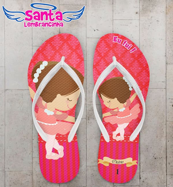 Chinelo Infantil Bailarina Vermelha Personalizado COD 3196