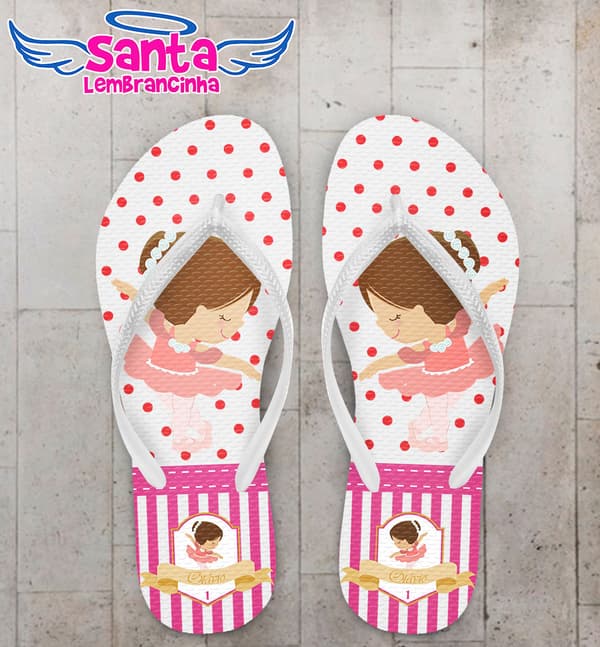 Chinelo Infantil Bailarina Rosa Personalizado COD 3195