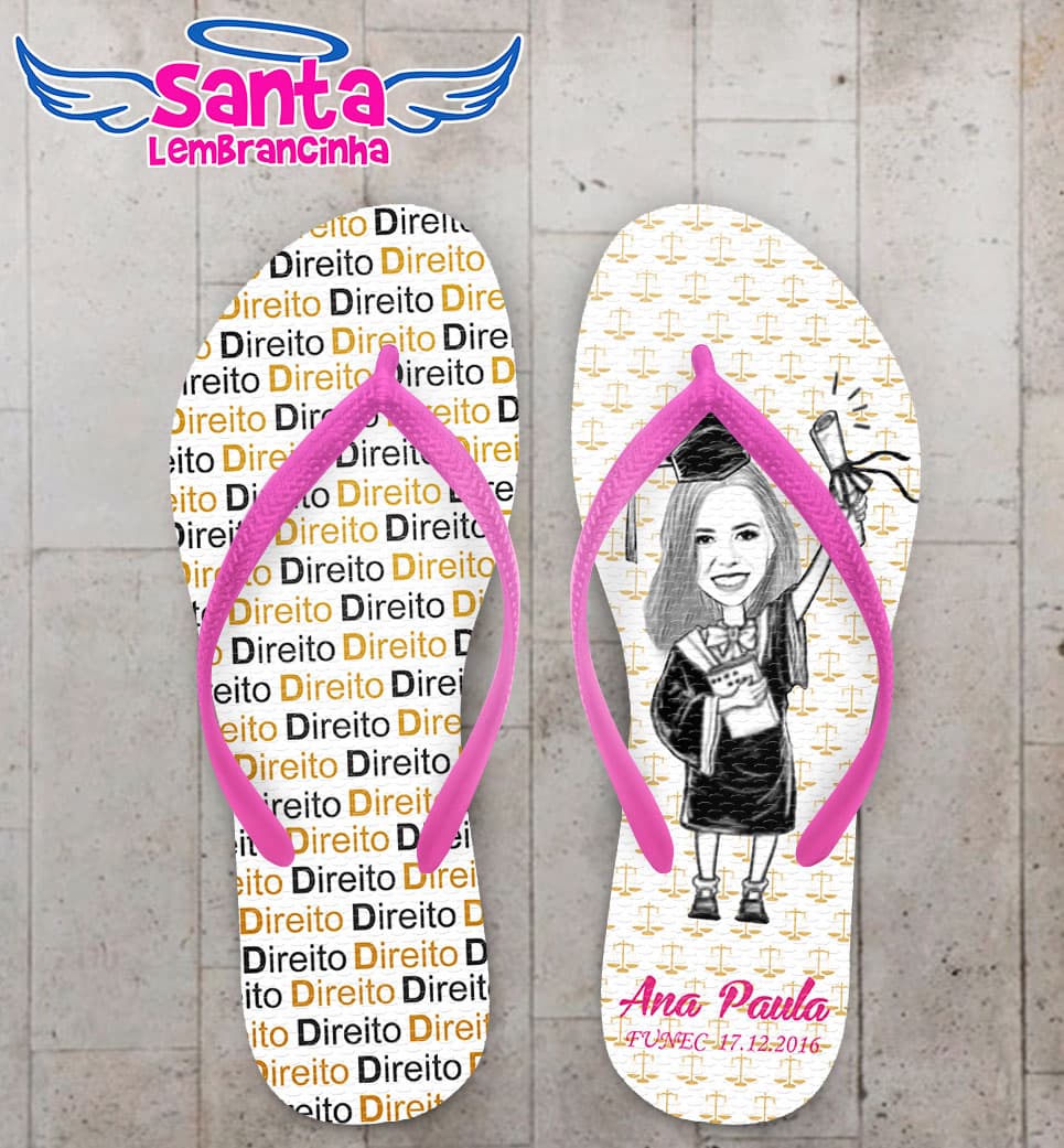 Chinelo Formatura Direito Caricatura Personalizado COD 3093