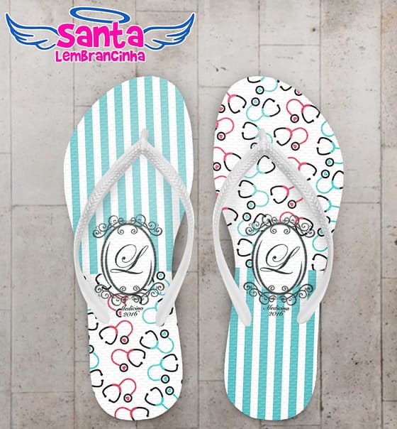 Chinelo Formatura Medicina Azul Personalizado COD 3099
