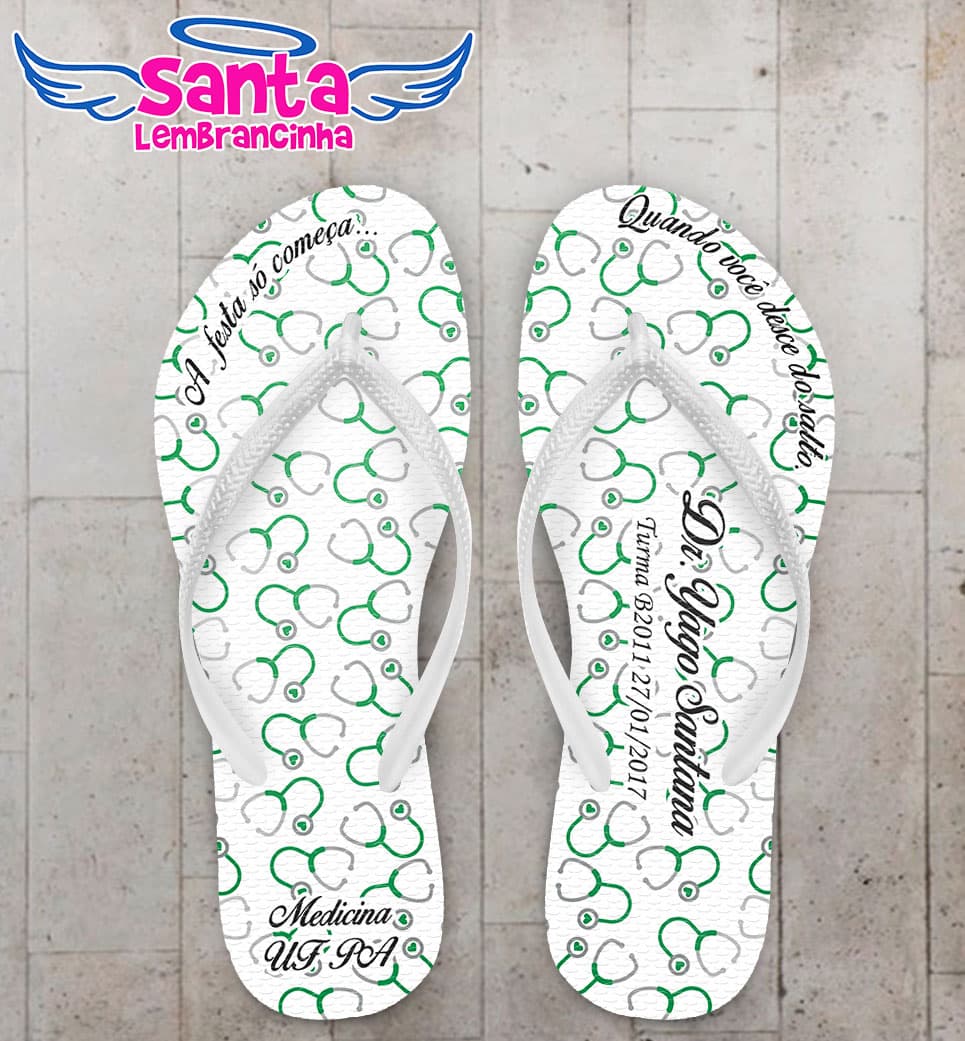 Chinelo Formatura Medicina Verde Personalizado COD 3097