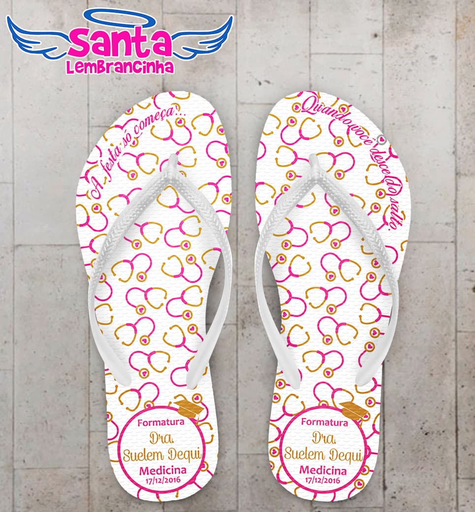 Chinelo Formatura Medicina Rosa Personalizado COD 3098