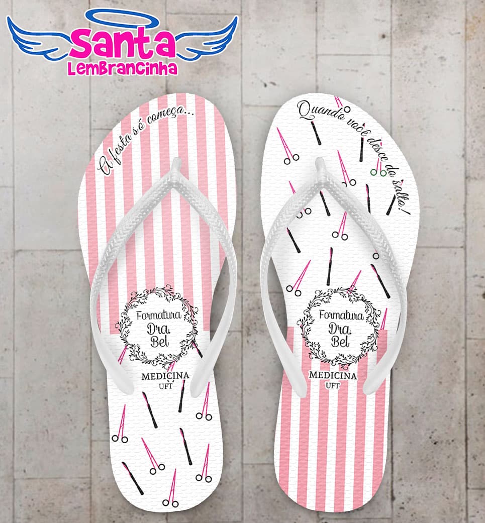Chinelo Formatura Medicina Rosa Personalizado COD 3100