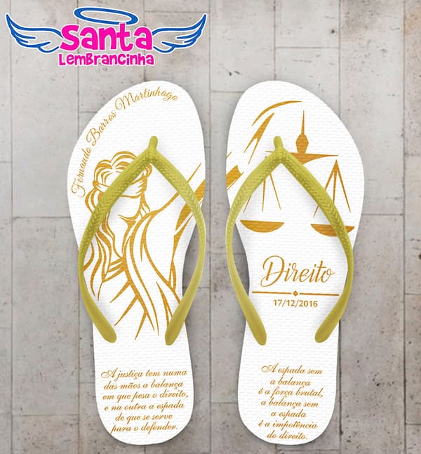 Chinelo Formatura Direito Dourado Personalizado COD 3102