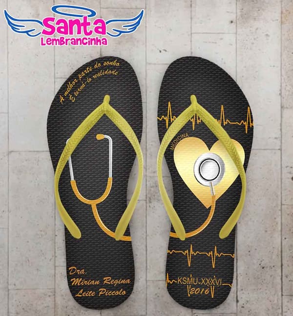 Chinelo Formatura Medicina Coração Personalizado COD 3105