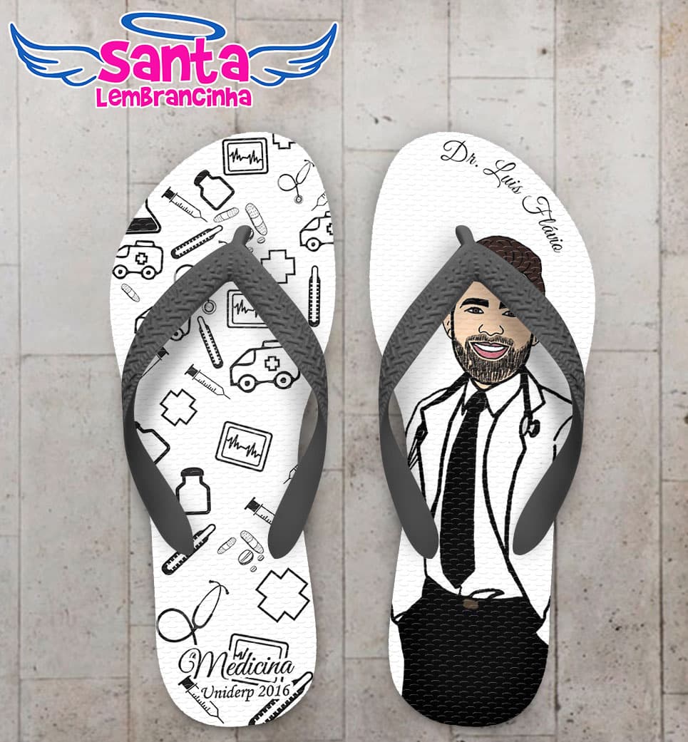 Chinelo Formatura Caricatura Medicina Masculino Personalizado COD 3104