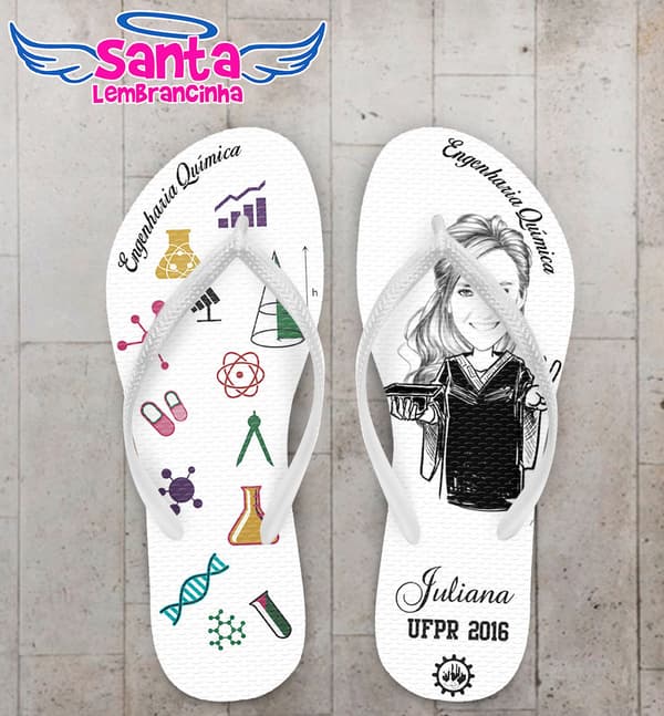 Chinelo Formatura Engenharia Química Ícones Personalizado COD 3052