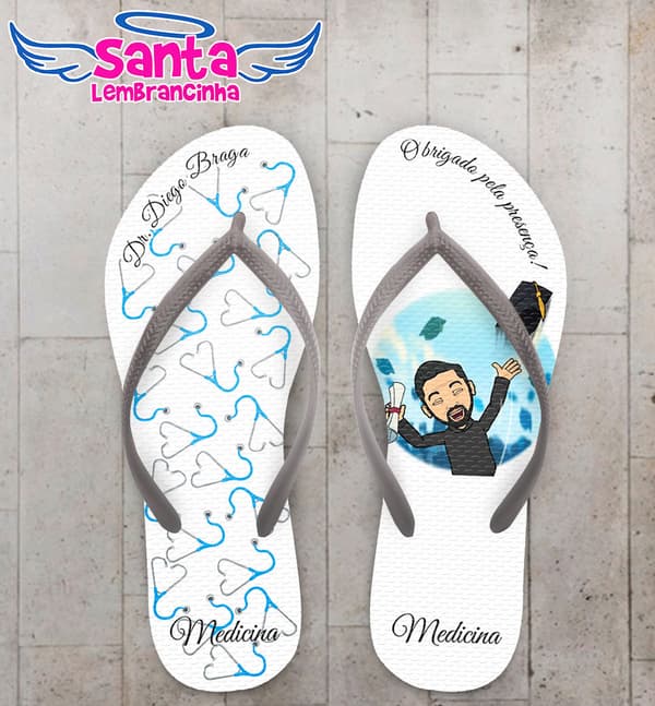 Chinelo Formatura Medicina, Caricatura - Personalizado COD 3072