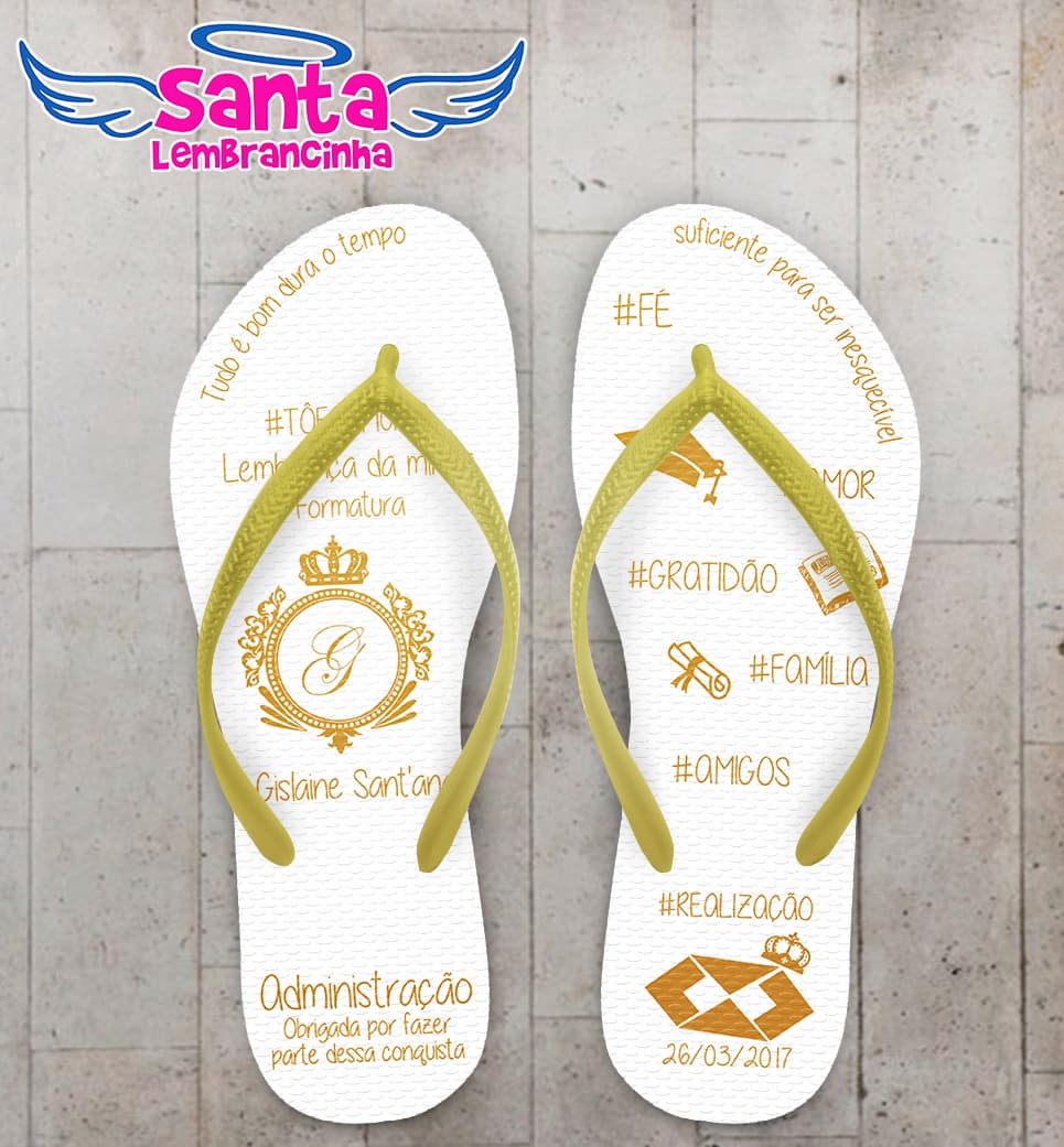 Chinelo Formatura Administração Dourado COD 3482