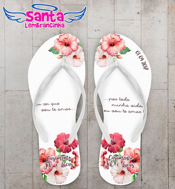 Chinelo Casamento Rosa Vermelha COD 3446