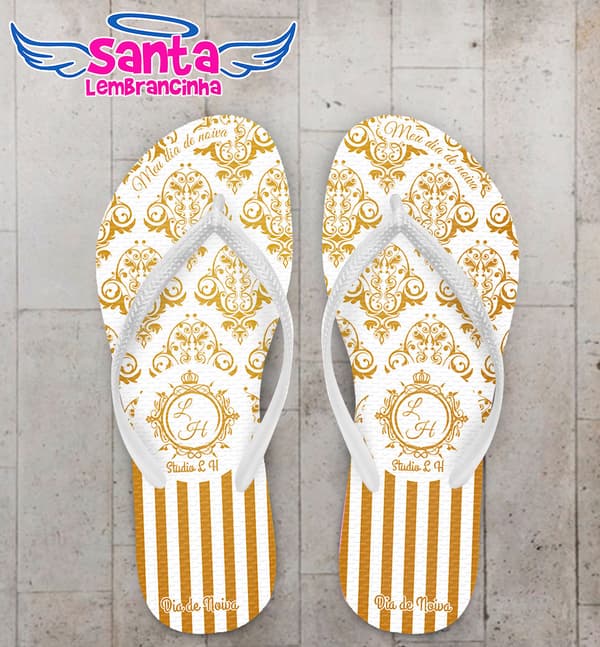 Chinelo Casamento Arabescos Amarelos COD 3412