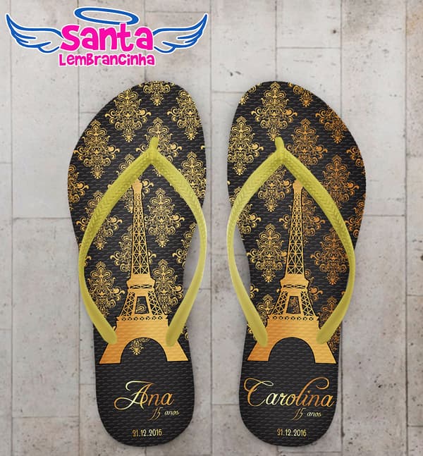 Chinelo 15 Anos Paris Dourado 3449