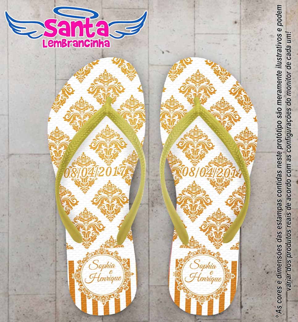 Chinelo Casamento Arabescos Personalizado COD 3427