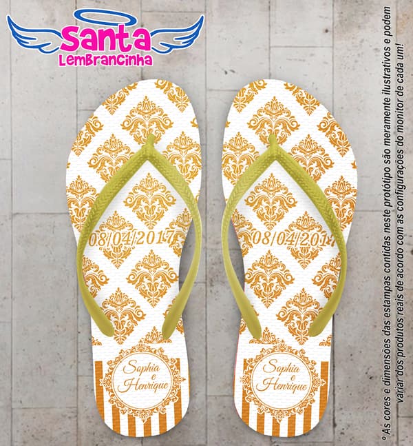 Chinelo Casamento Arabescos Personalizado COD 3427