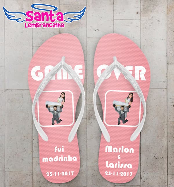 Chinelo Casamento Game Over Rosa COD 3438