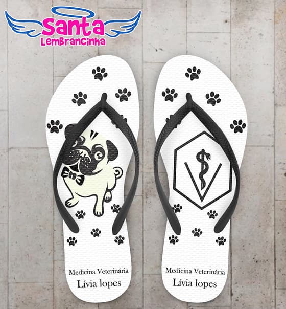 Chinelo Formatura Medicina Veterinária, Pug COD 3579
