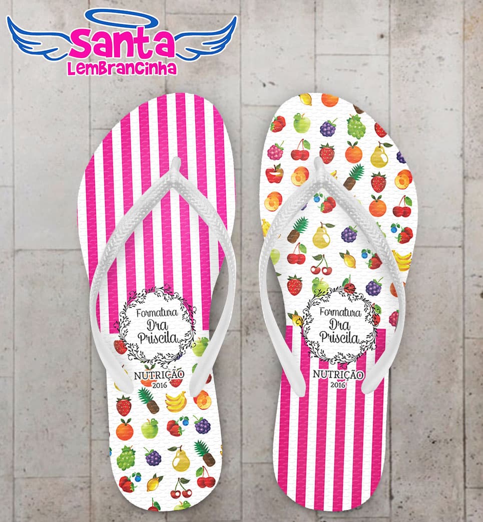 Chinelo Formatura Nutrição Rosa Personalizado COD 3423