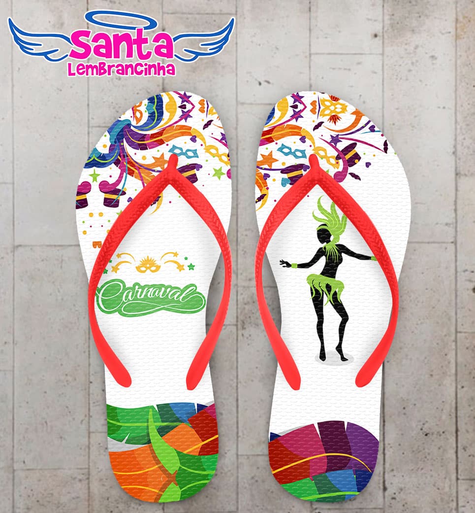 Chinelo Carnaval Samba Colorido Personalizado COD 3375