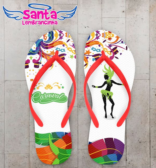 Chinelo Carnaval Samba Colorido Personalizado COD 3375
