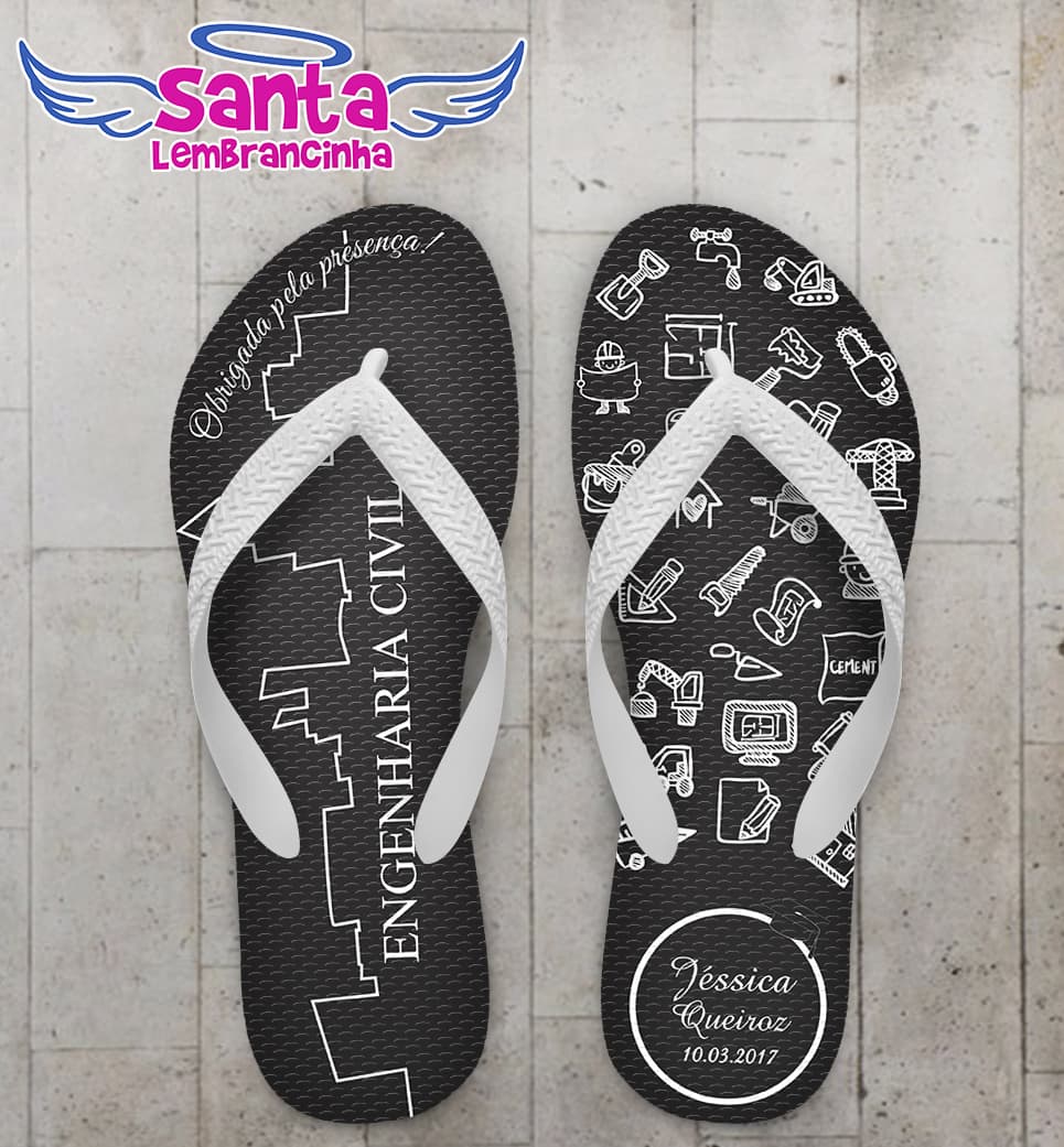 Chinelo Formatura Engenharia Civil Preto COD 3476