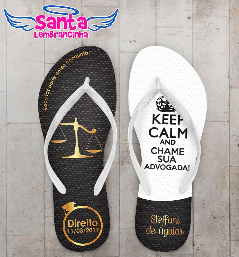 Chinelo Formatura Direito, Keep Calm COD 3538