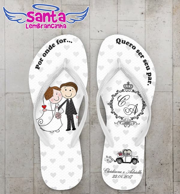 Chinelo Casamento Fundo Coração COD 3474