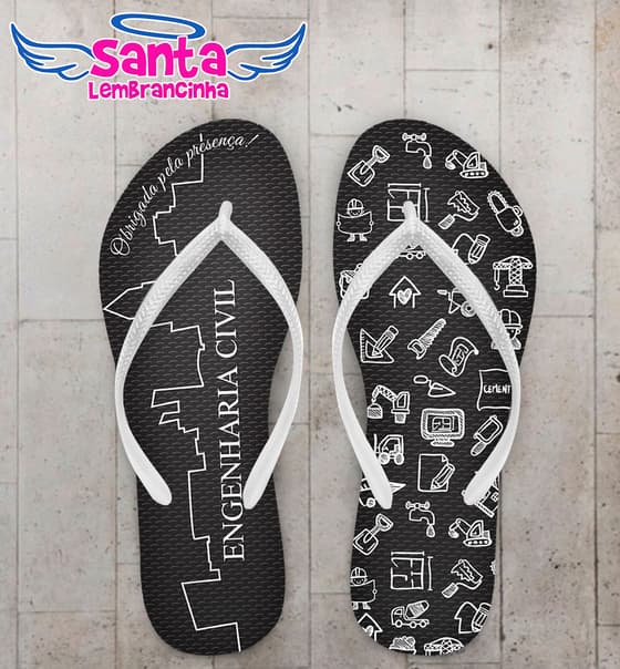 Chinelo Formatura Engenharia Civil Preto COD 3475